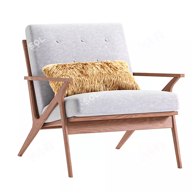 Mid-Century Cavett Tufted Chair 3D model image 3