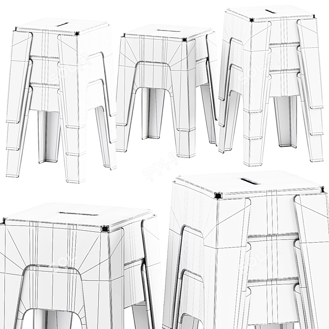 Dainty Butter Stool, 40x38x44 cm 3D model image 4