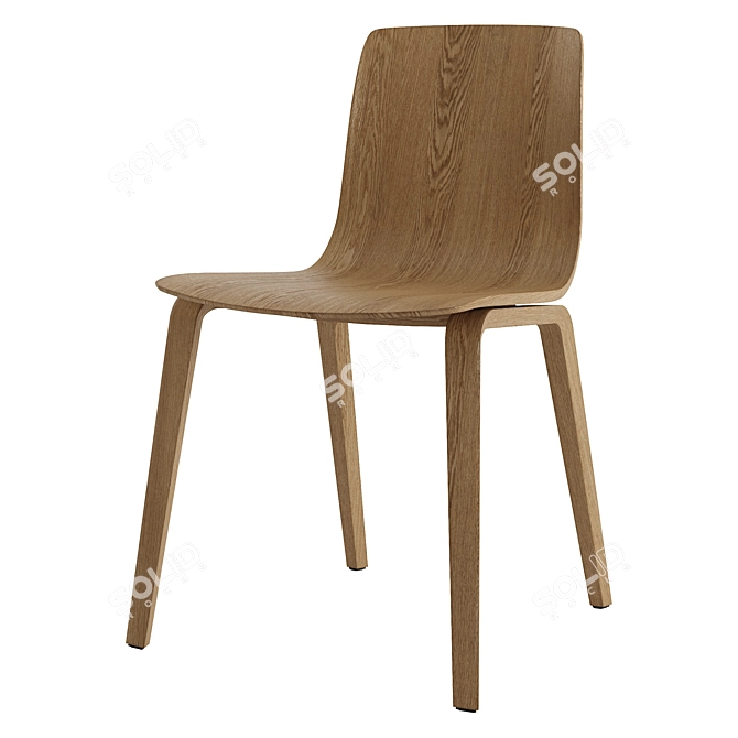 Modern Wood Legs Chair Set 3D model image 2