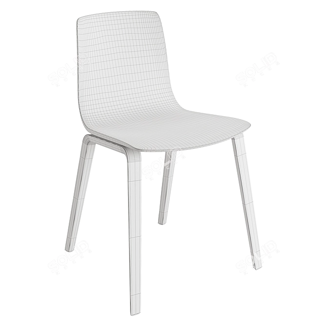 Modern Wood Legs Chair Set 3D model image 5