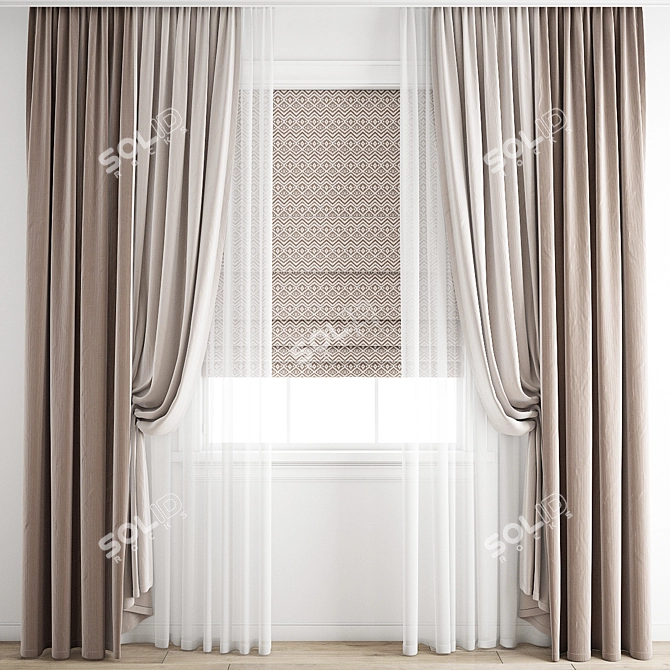 Poly Curtain 3D Model Kit 3D model image 1