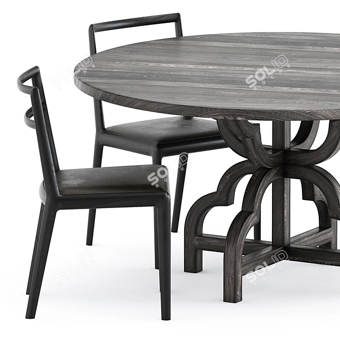 Modern Straight Back Chair & Table 3D model image 3