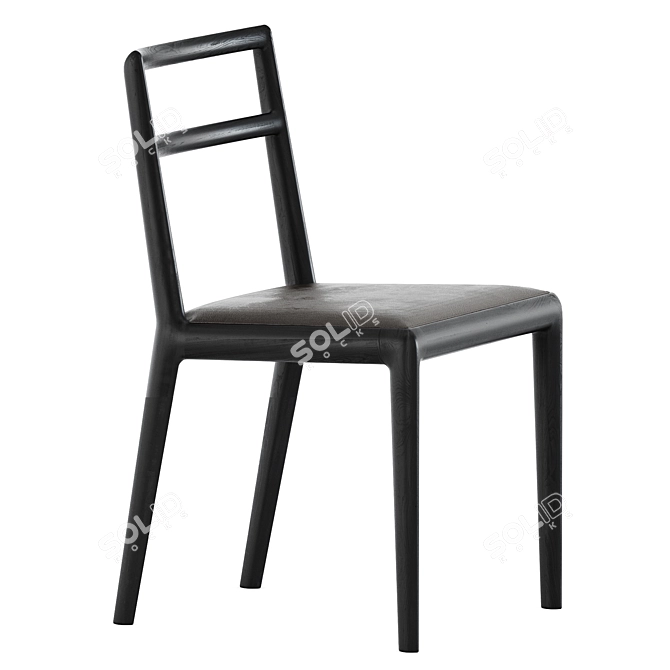 Modern Straight Back Chair & Table 3D model image 4