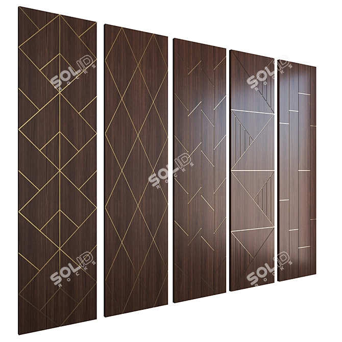 3D Panel with Brass Accents 3D model image 3