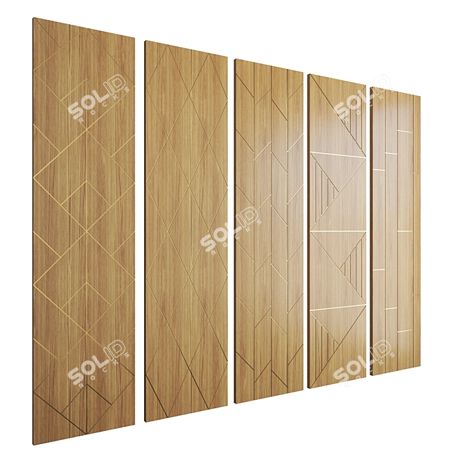 3D Panel with Brass Accents 3D model image 5