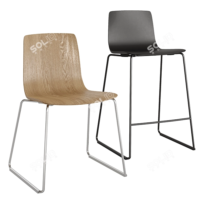 Arper Aava Sled Chair Set 3D model image 8