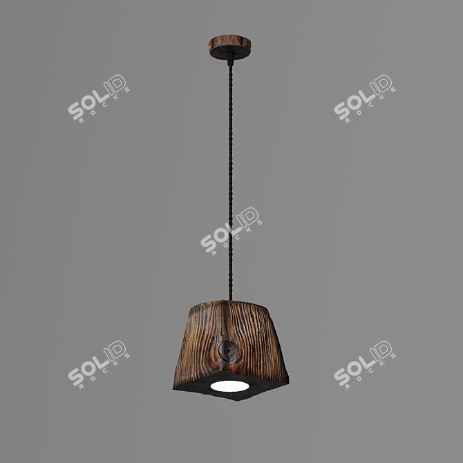 Handcrafted Pine LED Pendant Light 3D model image 2