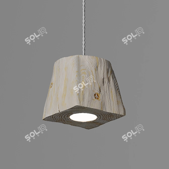 Handcrafted Pine LED Pendant Light 3D model image 3