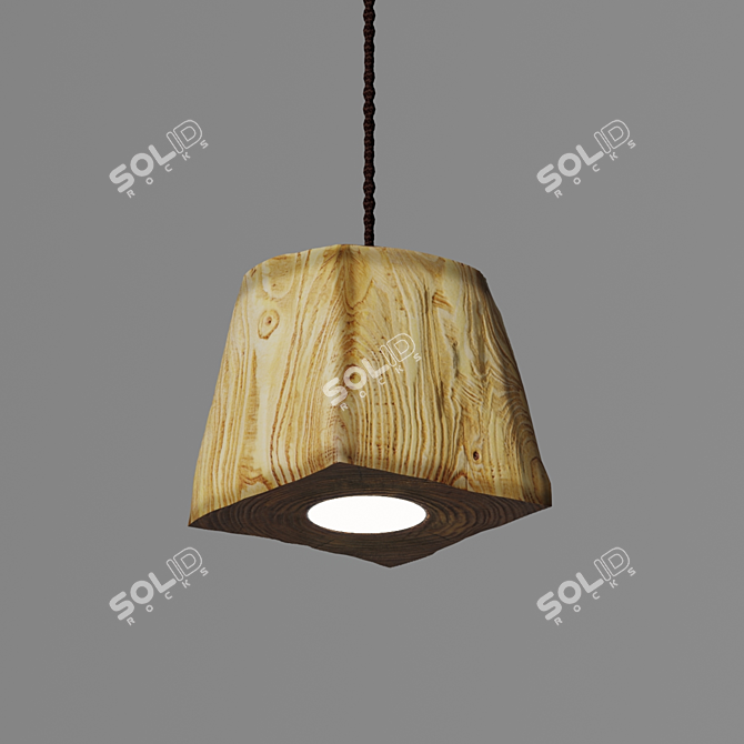 Handcrafted Pine LED Pendant Light 3D model image 4