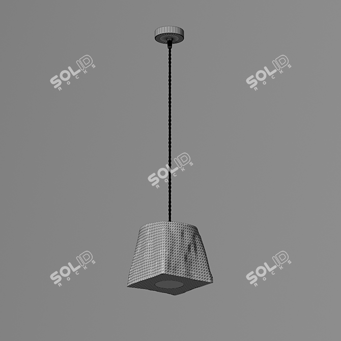 Handcrafted Pine LED Pendant Light 3D model image 6