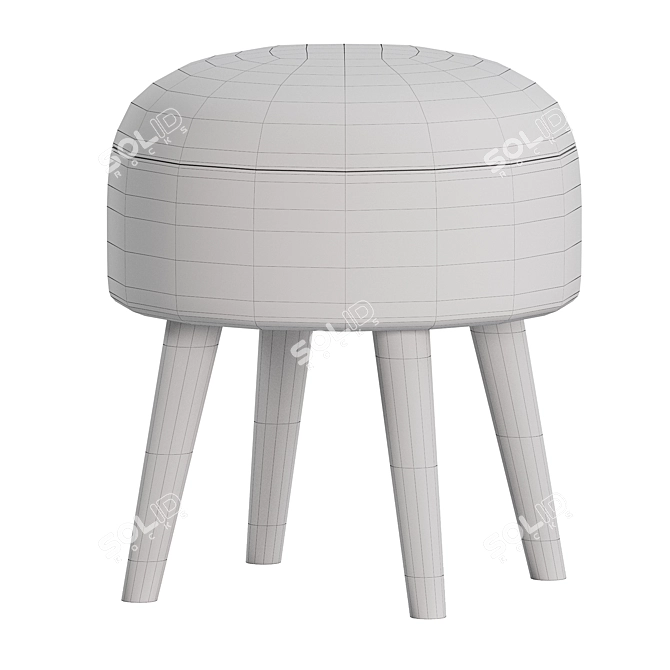 Tall Solid Wood Vanity Stool 3D model image 2