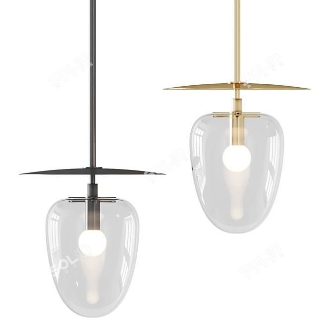 Sleek Brass Bell Pendant 3D model image 2