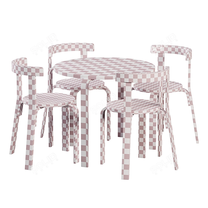 Modern Boston Table&Chairs Set 3D model image 3