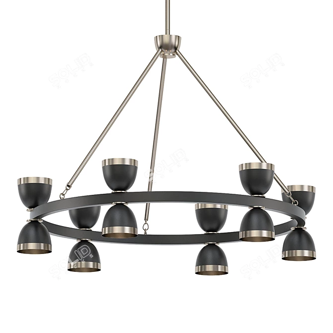 Modern LED Chandelier Black Finish 3D model image 1