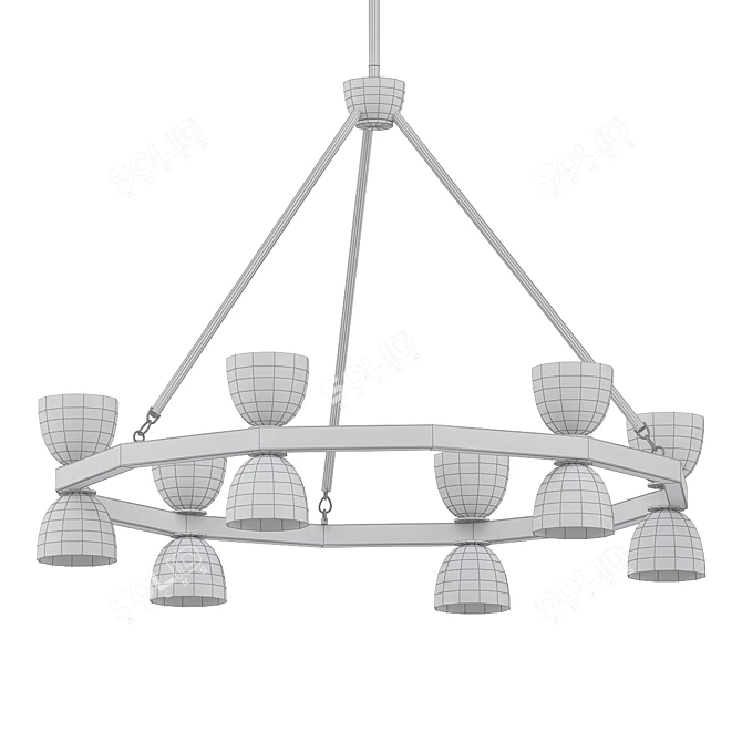 Modern LED Chandelier Black Finish 3D model image 2