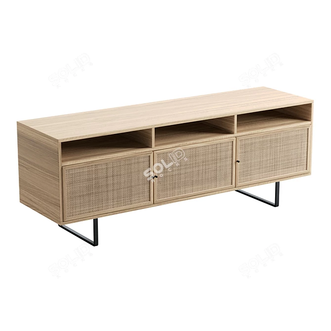 Bohemian Mango Wood Media Credenza 3D model image 1