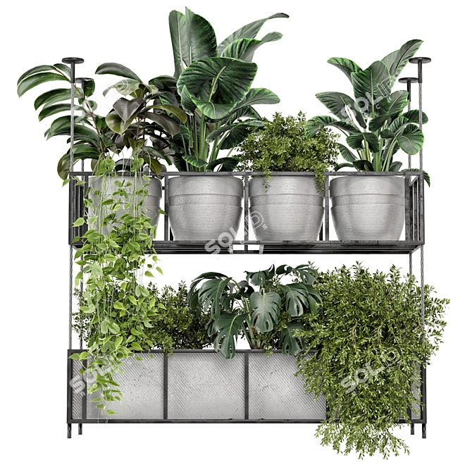 Metal Box Hanging Plants Set 3D model image 1