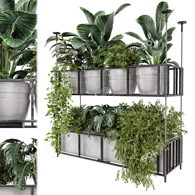 Metal Box Hanging Plants Set 3D model image 2