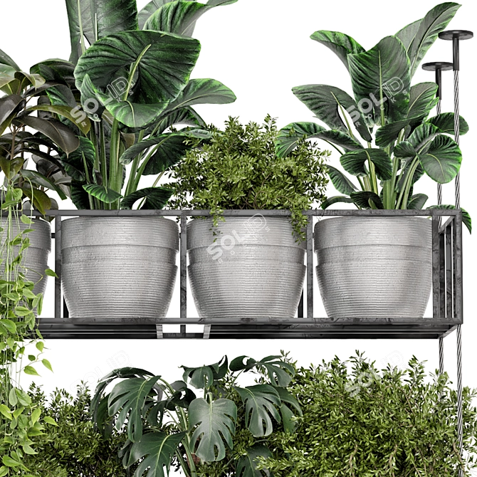 Metal Box Hanging Plants Set 3D model image 5