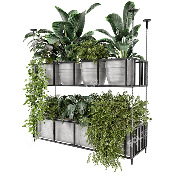 Metal Box Hanging Plants Set 3D model image 6