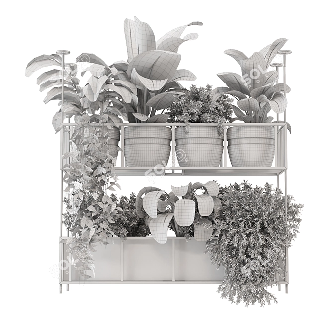 Metal Box Hanging Plants Set 3D model image 7