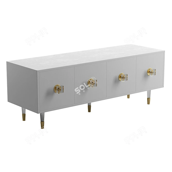 Glamorous Lacquered Media Console 3D model image 1