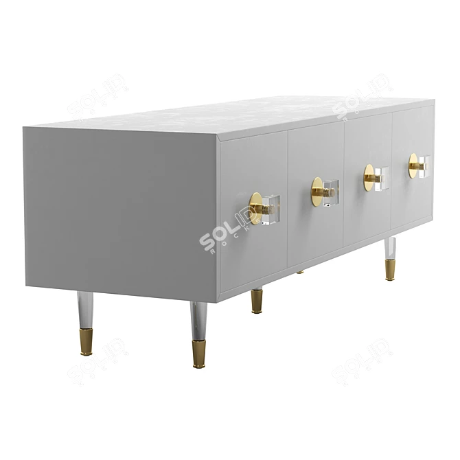 Glamorous Lacquered Media Console 3D model image 4