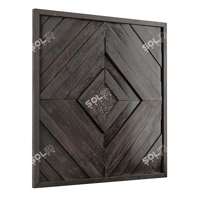 Golden Teak Wood Wall Art 3D model image 1