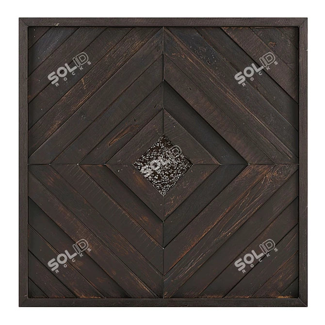 Golden Teak Wood Wall Art 3D model image 3
