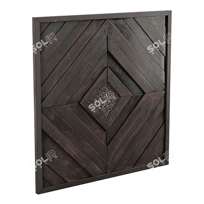 Golden Teak Wood Wall Art 3D model image 5