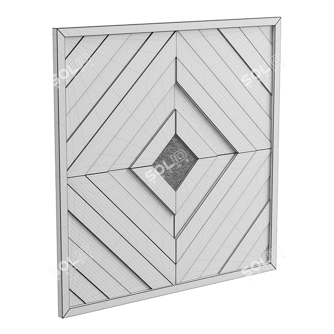 Golden Teak Wood Wall Art 3D model image 6