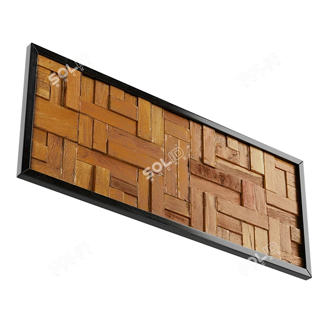Earthy Mosaic Teak Wall Art 3D model image 4