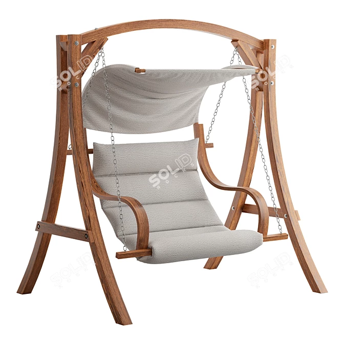 Teak Finish Wooden Garden Swing 3D model image 1