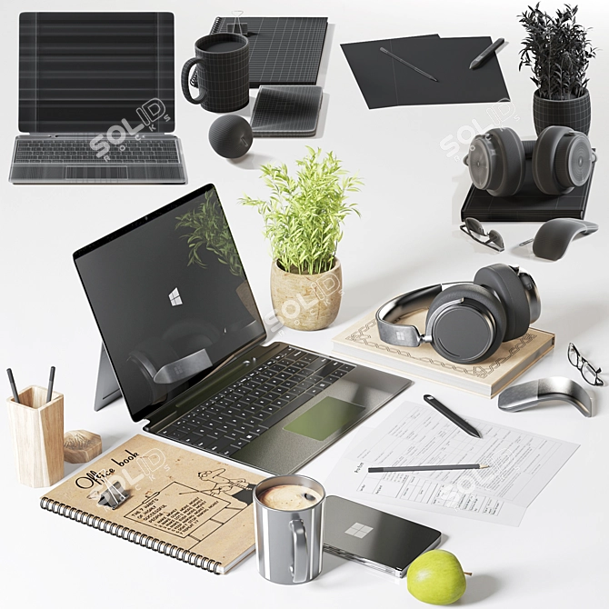 Workspace Surface Set: High-QualityTextures 3D model image 2