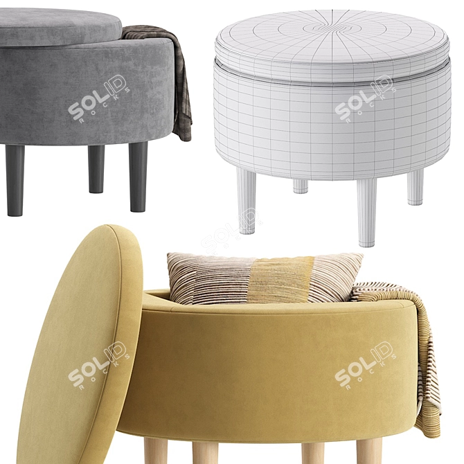 Textile Pouffe Clari 5 Colors 3D model image 7