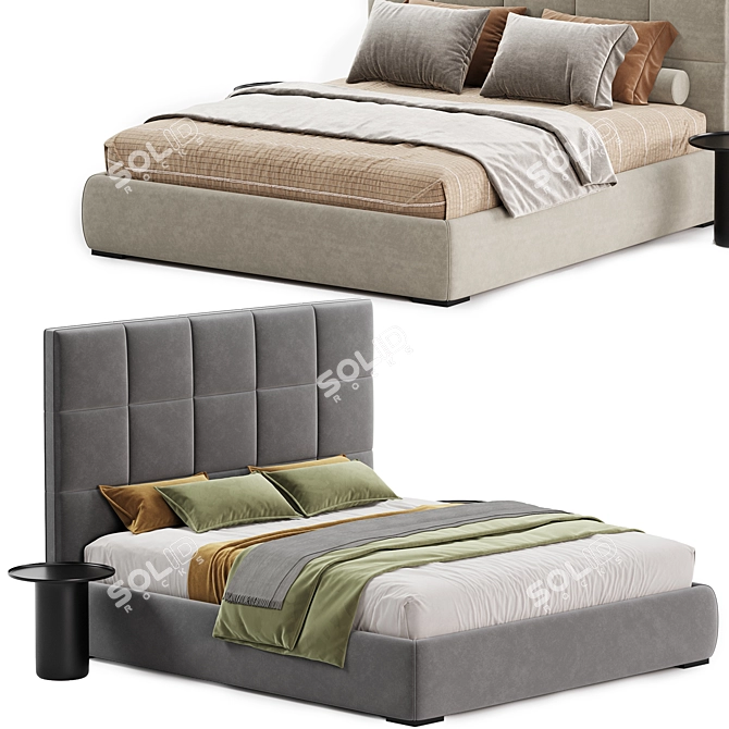 Meridiani Bardo Modern Bed Collection 3D model image 2