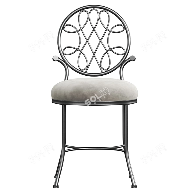 Elegance Steel Vanity Stool 3D model image 2