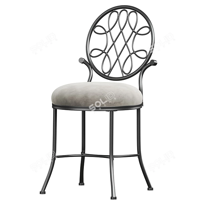 Elegance Steel Vanity Stool 3D model image 3