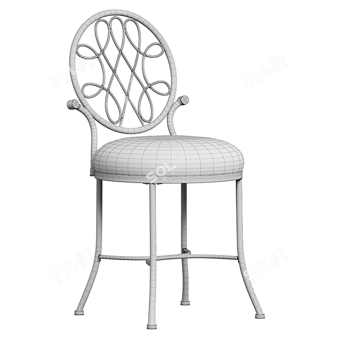 Elegance Steel Vanity Stool 3D model image 4