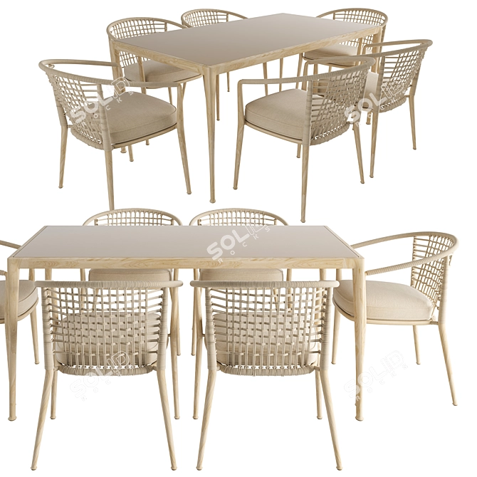 Modern Bebitalia Chair Table Set 3D model image 1