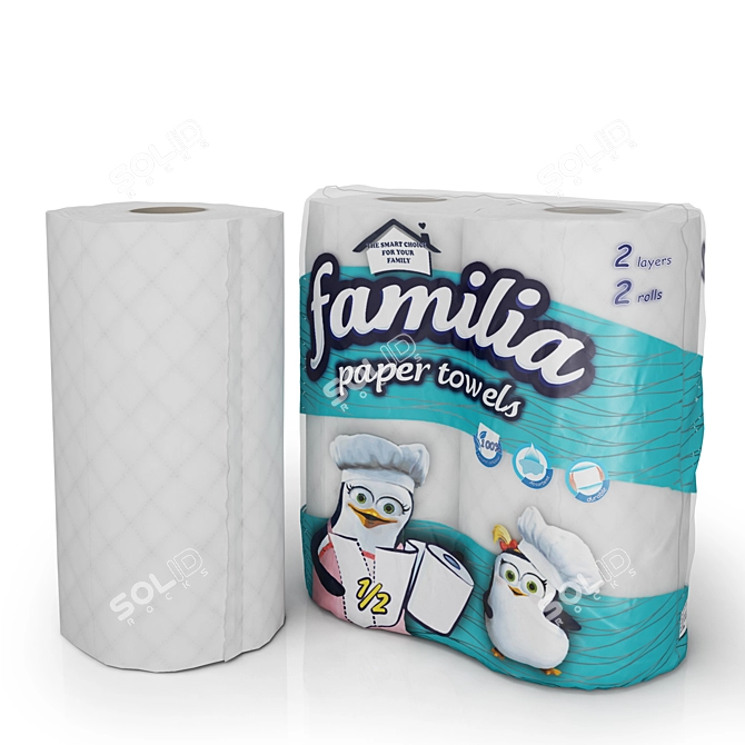 PVC-Packaged Paper Towel Roll 3D model image 1