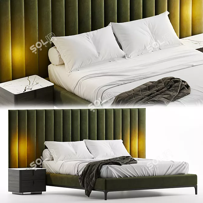 Elegant Michelangelo Bed Frame 3D model image 1