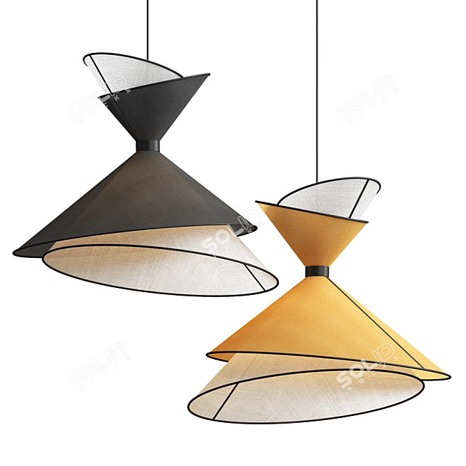 Sophisticated Kimono Pendant Lights 3D model image 1