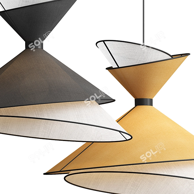 Sophisticated Kimono Pendant Lights 3D model image 2