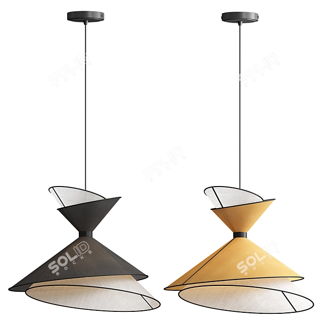 Sophisticated Kimono Pendant Lights 3D model image 3