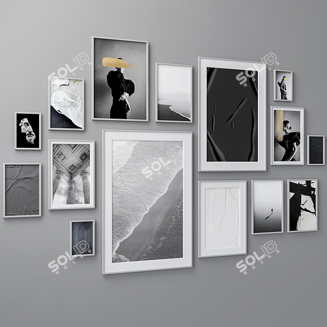 Wall Art Set with 15 Frames 3D model image 1