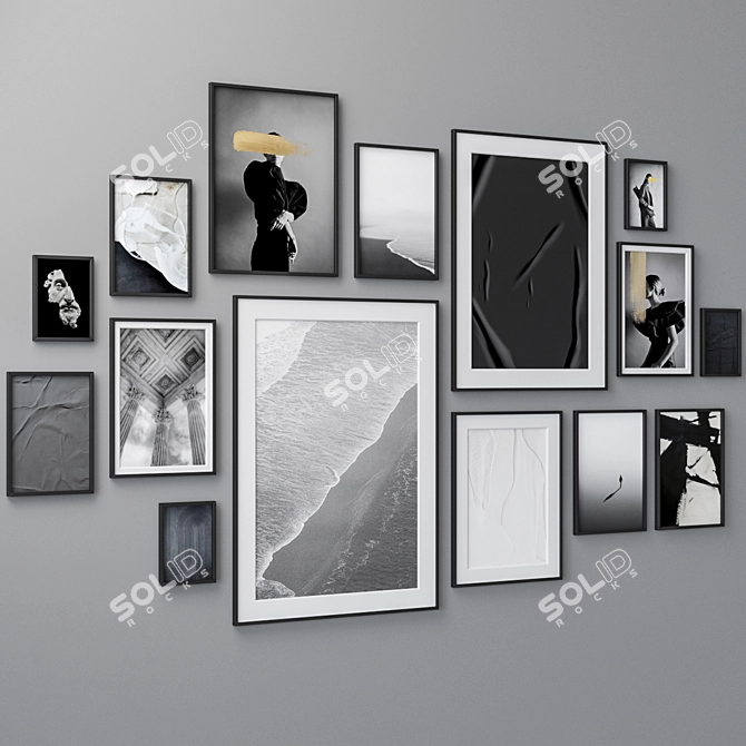 Wall Art Set with 15 Frames 3D model image 2