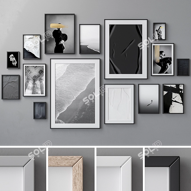 Wall Art Set with 15 Frames 3D model image 5