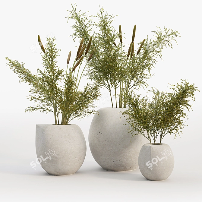 Playful White Nib Vase 3D model image 1