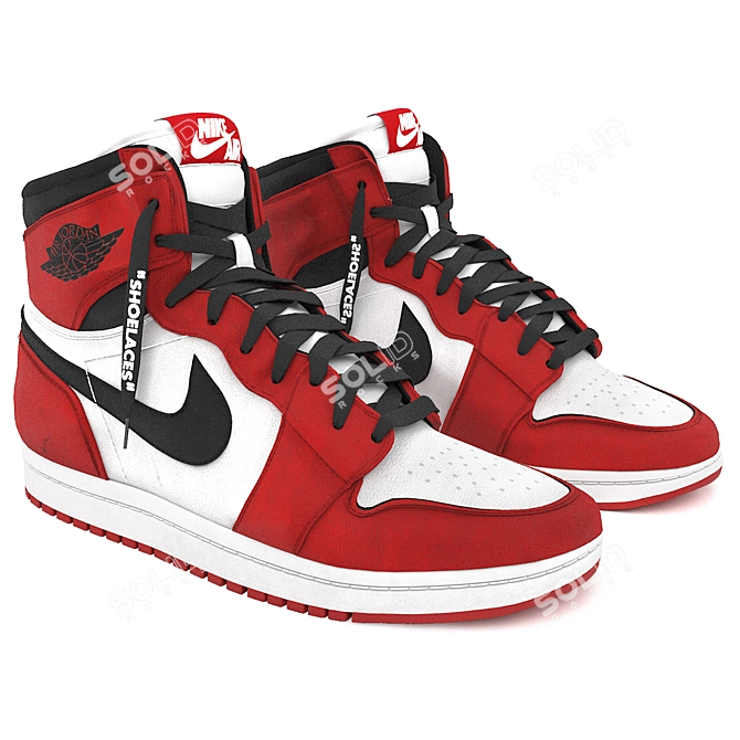 Red Nike Air Jordan 1 Retro - 3D Model 3D model image 2